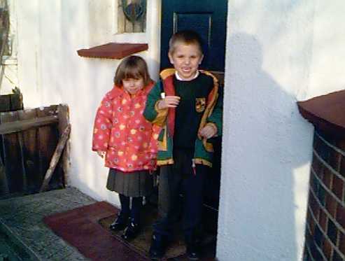 Matthew and Charlotte about to go to School