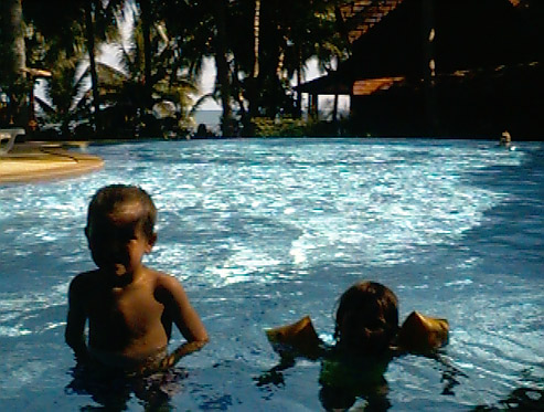 Matthew and Charlotte at the Coconut River pool