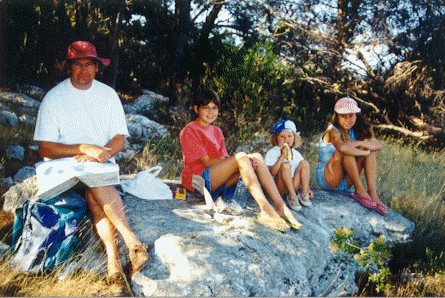 Dave and the girls eat and survey the scene